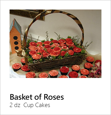 ﷯ Basket of Roses 2 dz Cup Cakes 