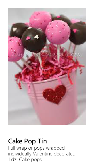 ﷯ Cake Pop Tin Full wrap or pops wrapped individually Valentine decorated 1 dz Cake pops 