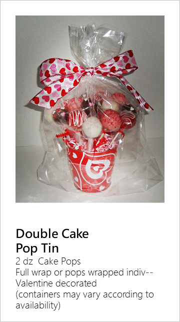 ﷯ Double Cake Pop Tin 2 dz Cake Pops Full wrap or pops wrapped indiv-- Valentine decorated (containers may vary according to availability) 